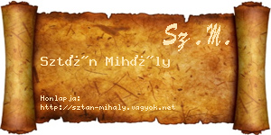 Sztán Mihály névjegykártya